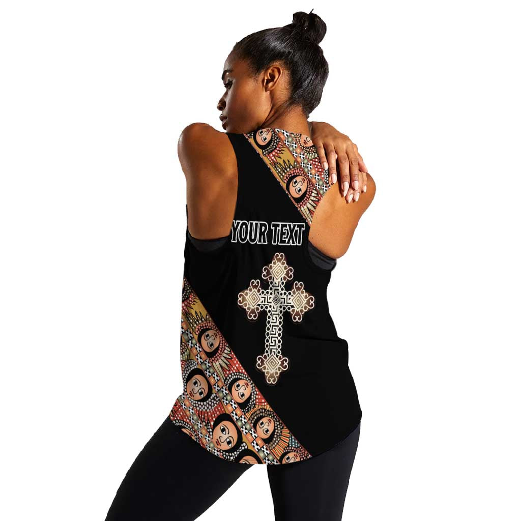 Personalized Ethiopia Women Racerback Tank Ethiopian Orthodox Church Angel Black Color