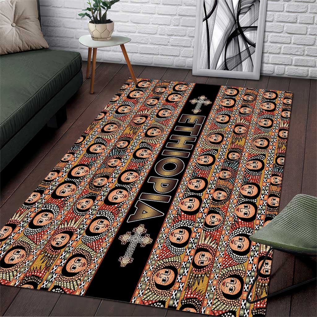 Ethiopia Area Rug Ethiopian Tewahedo Angel Orthodox Black Color