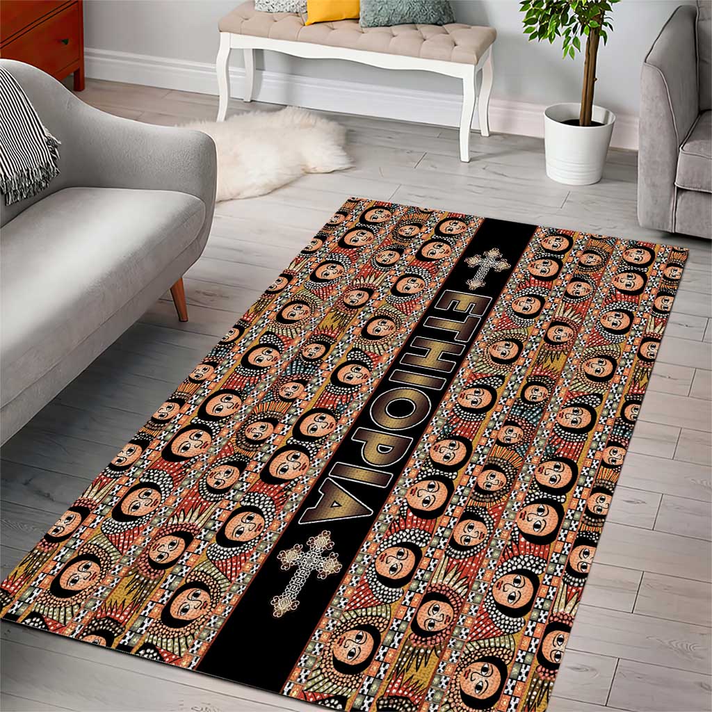 Ethiopia Area Rug Ethiopian Tewahedo Angel Orthodox Black Color