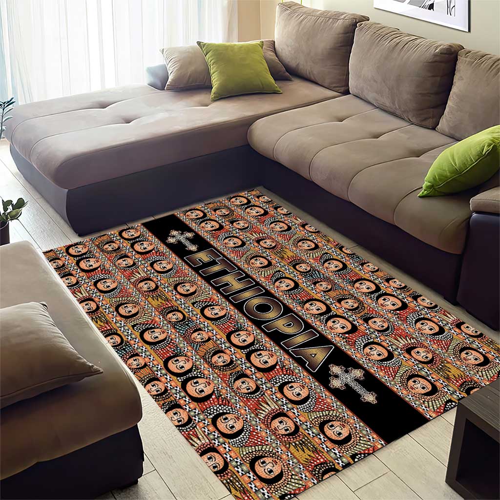 Ethiopia Area Rug Ethiopian Tewahedo Angel Orthodox Black Color