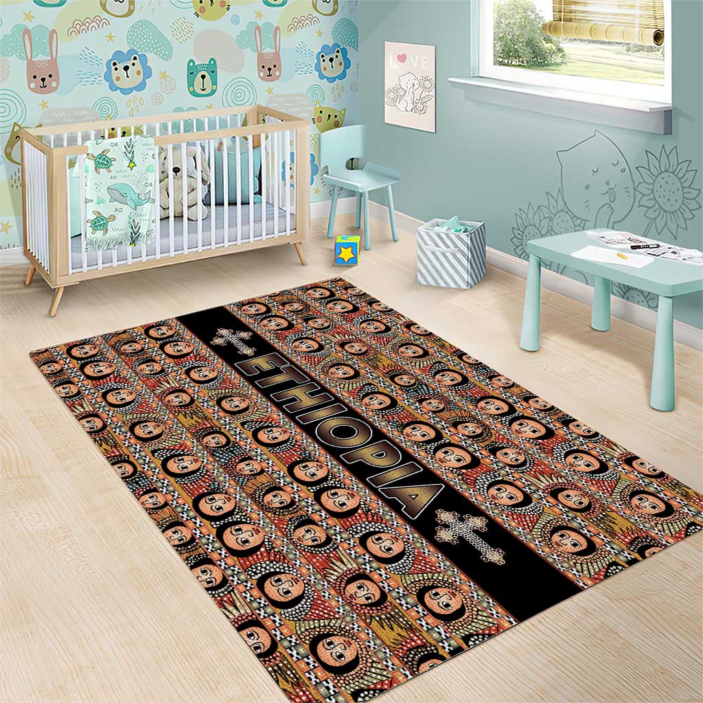 Ethiopia Area Rug Ethiopian Tewahedo Angel Orthodox Black Color