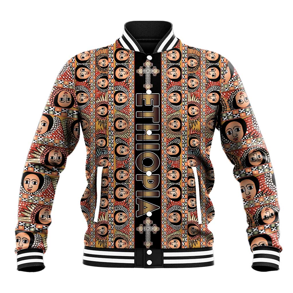Personalized Ethiopia Baseball Jacket Ethiopian Tewahedo Angel Orthodox Black Color