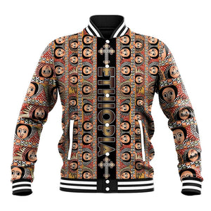 Personalized Ethiopia Baseball Jacket Ethiopian Tewahedo Angel Orthodox Black Color