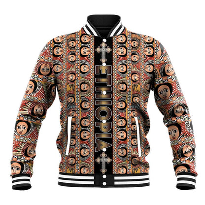 Personalized Ethiopia Baseball Jacket Ethiopian Tewahedo Angel Orthodox Black Color