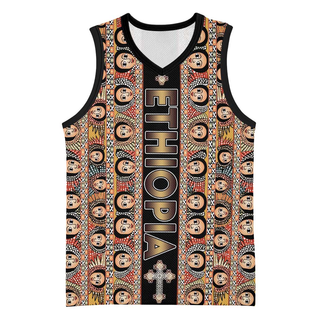 Personalized Ethiopia Basketball Jersey Ethiopian Tewahedo Angel Orthodox Black Color - African Pride