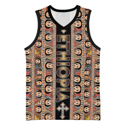 Personalized Ethiopia Basketball Jersey Ethiopian Tewahedo Angel Orthodox Black Color - African Pride