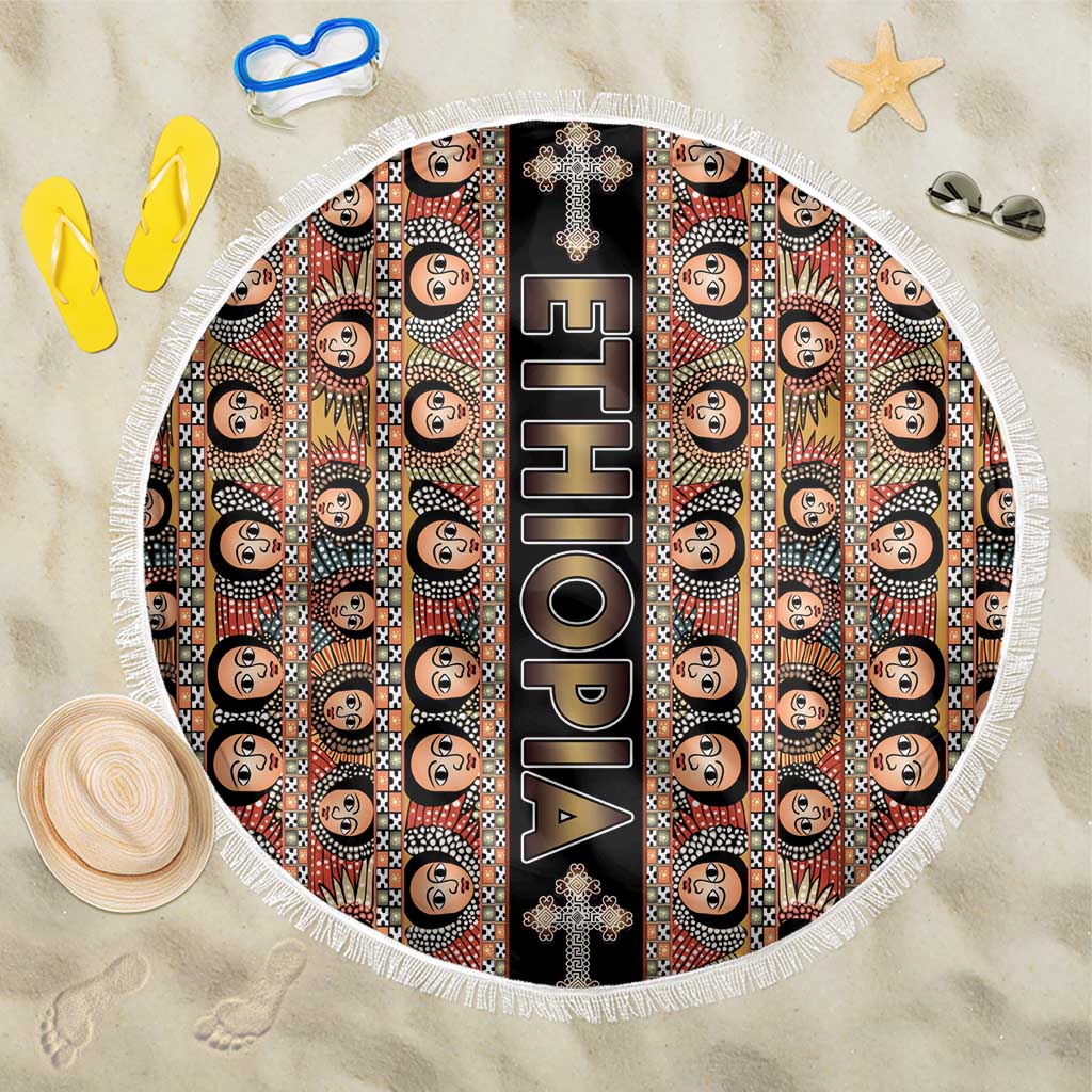 Ethiopia Beach Blanket Ethiopian Tewahedo Angel Orthodox Black Color