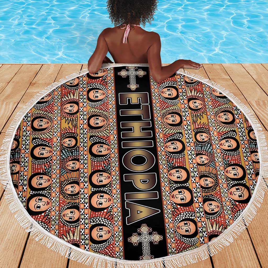 Ethiopia Beach Blanket Ethiopian Tewahedo Angel Orthodox Black Color