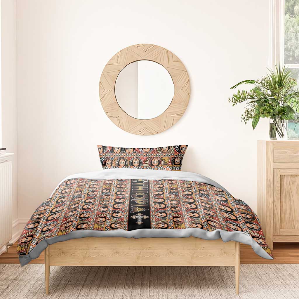 Ethiopia Bedding Set Ethiopian Tewahedo Angel Orthodox Black Color