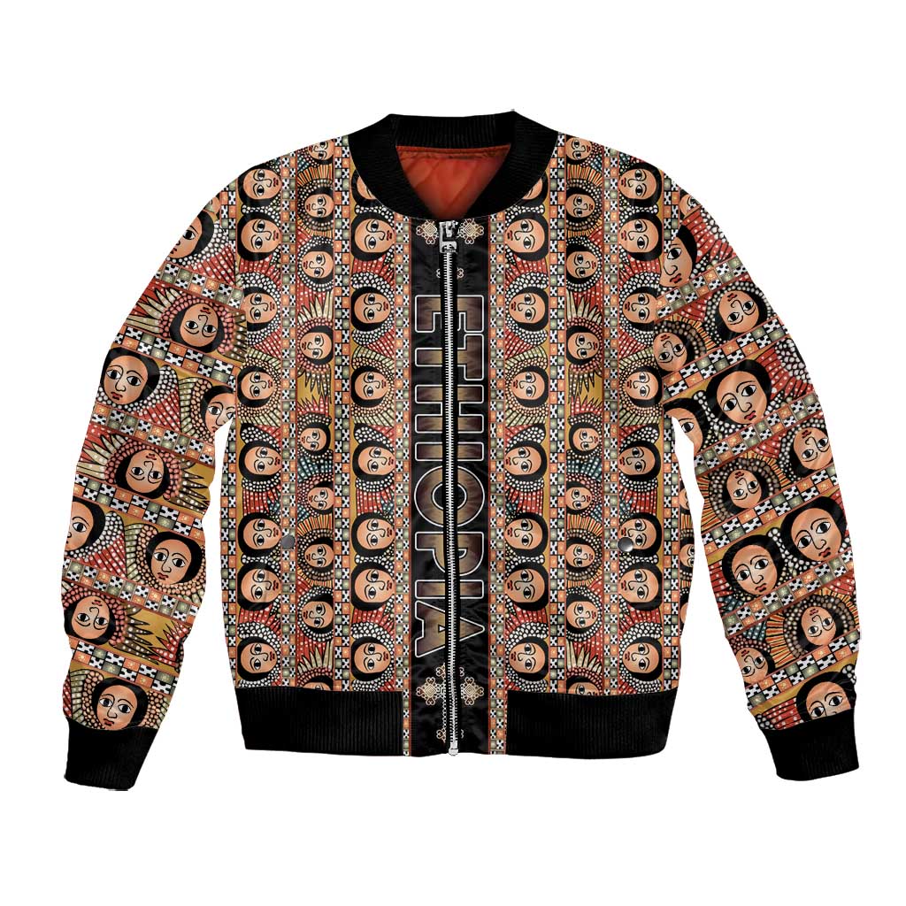 Personalized Ethiopia Bomber Jacket Ethiopian Tewahedo Angel Orthodox Black Color