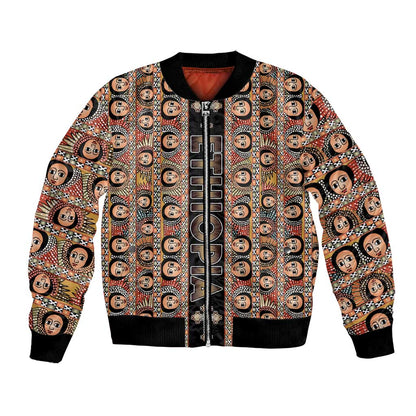 Personalized Ethiopia Bomber Jacket Ethiopian Tewahedo Angel Orthodox Black Color