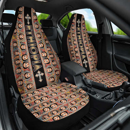 Ethiopia Car Seat Cover Ethiopian Tewahedo Angel Orthodox Black Color