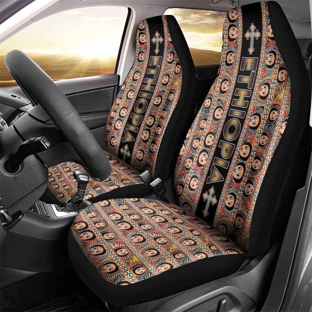 Ethiopia Car Seat Cover Ethiopian Tewahedo Angel Orthodox Black Color