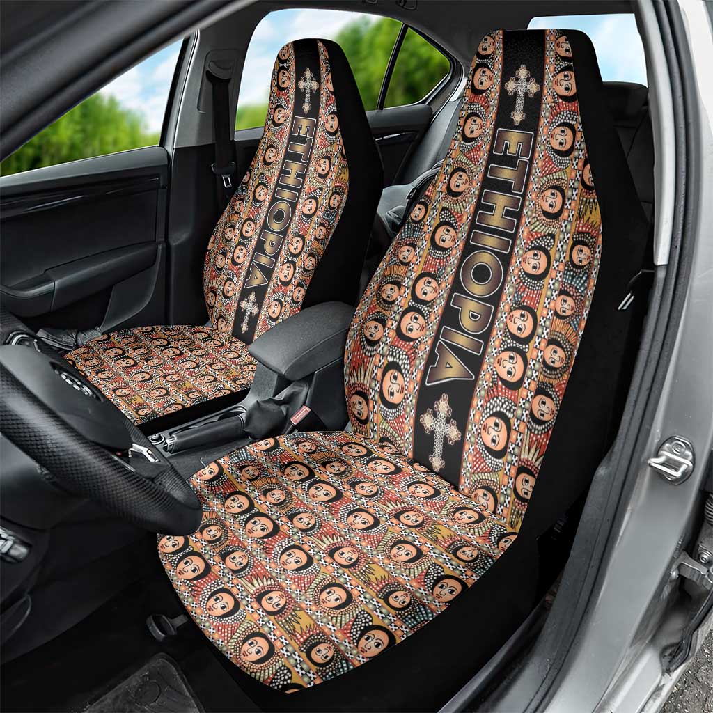 Ethiopia Car Seat Cover Ethiopian Tewahedo Angel Orthodox Black Color