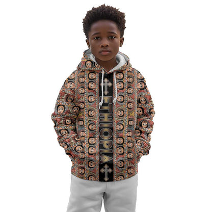 Personalized Ethiopia Kid Hoodie Ethiopian Tewahedo Angel Orthodox Black Color