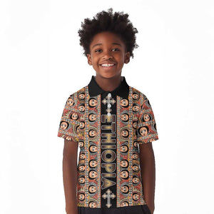 Personalized Ethiopia Kid Polo Shirt Ethiopian Tewahedo Angel Orthodox Black Color