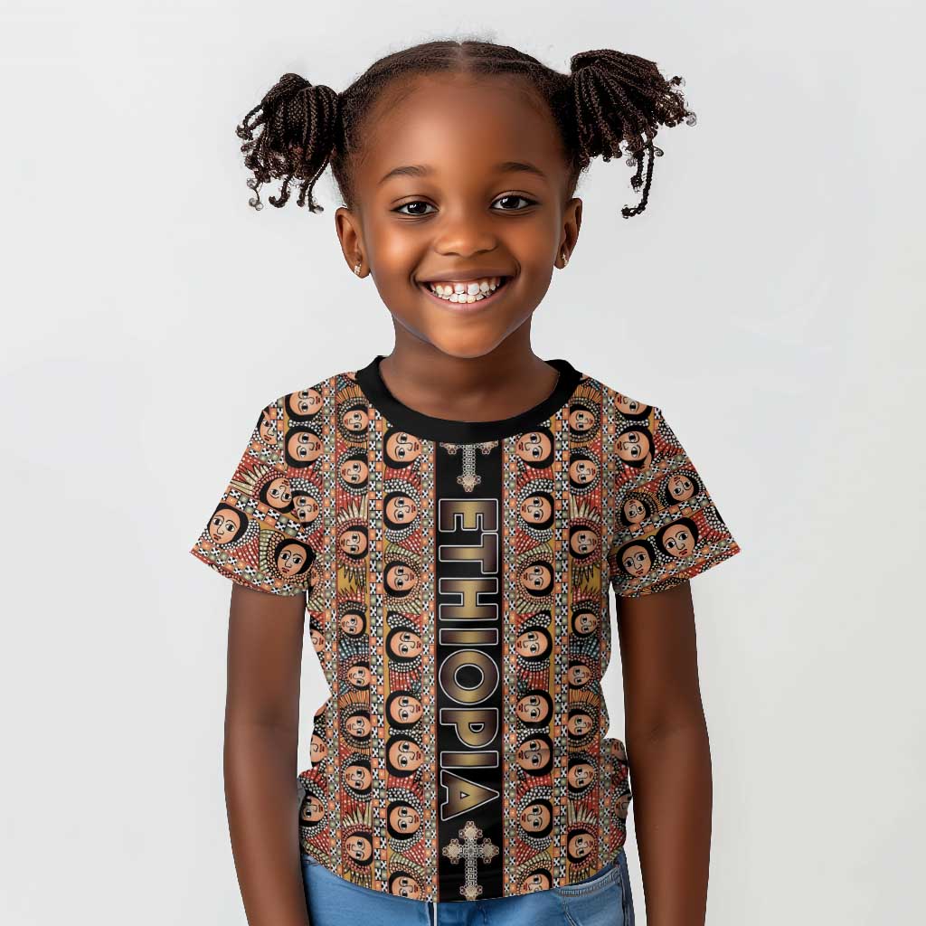 Personalized Ethiopia Kid T shirt Ethiopian Tewahedo Angel Orthodox Black Color