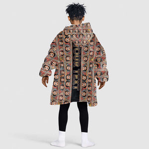 Personalized Ethiopia Kid Wearable Blanket Hoodie Ethiopian Tewahedo Angel Orthodox Black Color