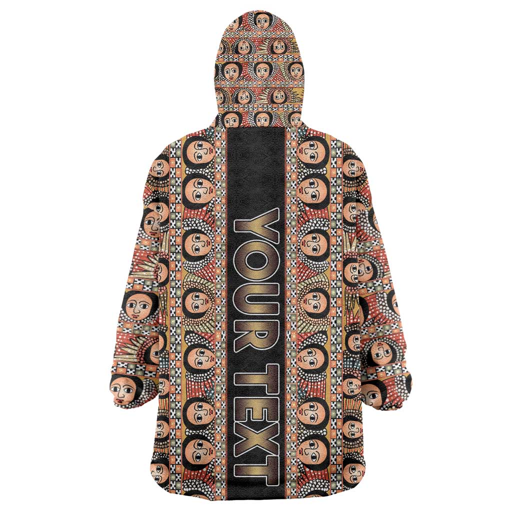 Personalized Ethiopia Kid Wearable Blanket Hoodie Ethiopian Tewahedo Angel Orthodox Black Color