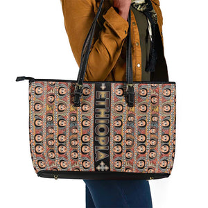 Ethiopia Leather Tote Bag Ethiopian Tewahedo Angel Orthodox Black Color