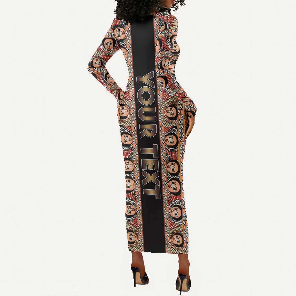 Personalized Ethiopia Long Sleeve Bodycon Dress Ethiopian Tewahedo Angel Orthodox Black Color LT15