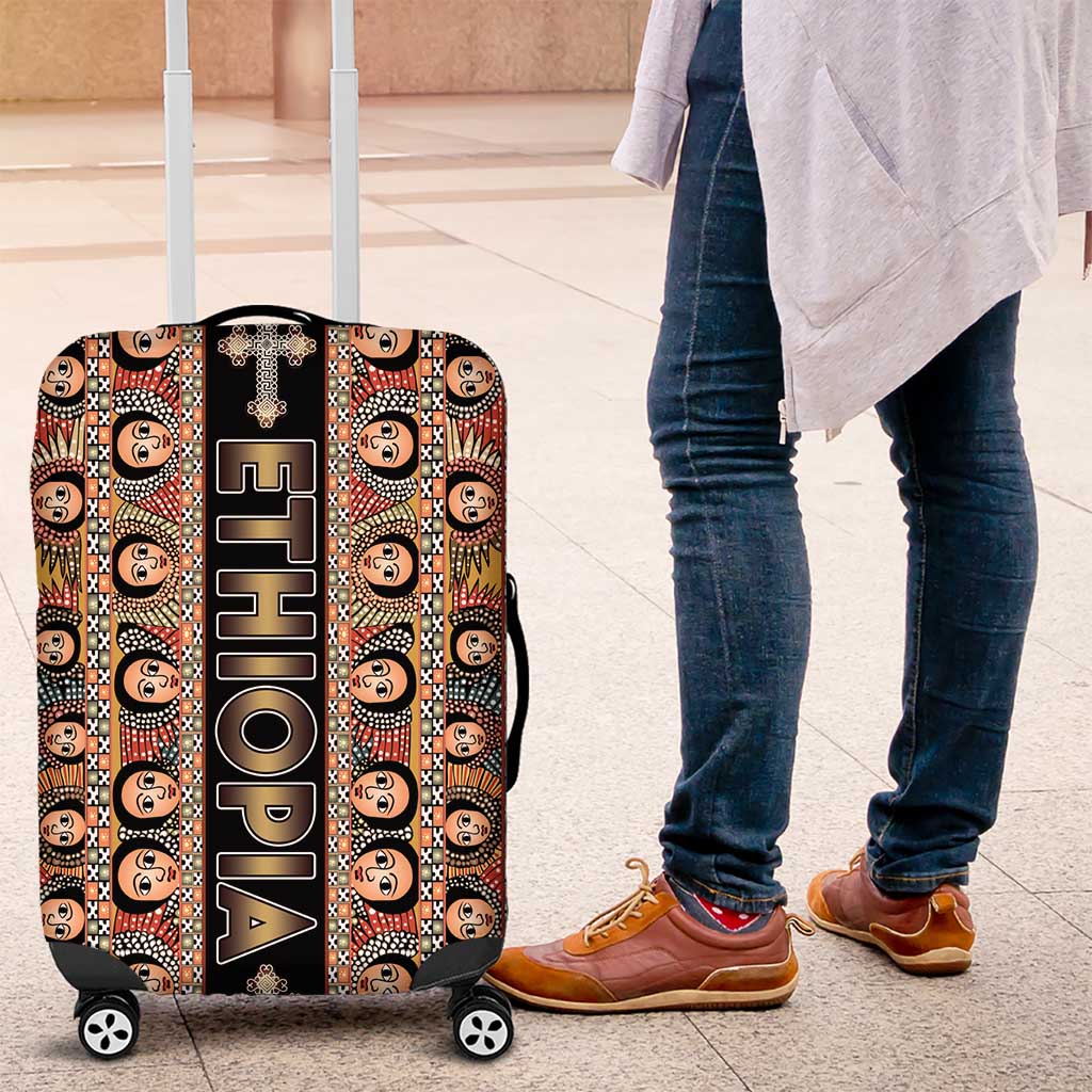 Ethiopia Luggage Cover Ethiopian Tewahedo Angel Orthodox Black Color