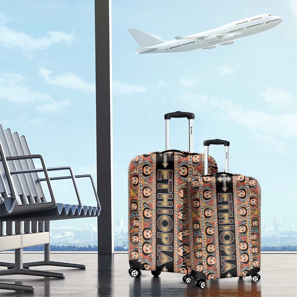 Ethiopia Luggage Cover Ethiopian Tewahedo Angel Orthodox Black Color