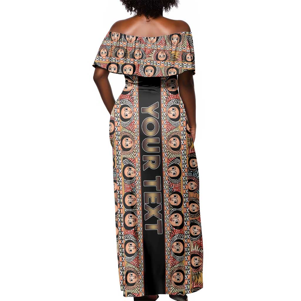 Personalized Ethiopia Off Shoulder Maxi Dress Ethiopian Tewahedo Angel Orthodox Black Color