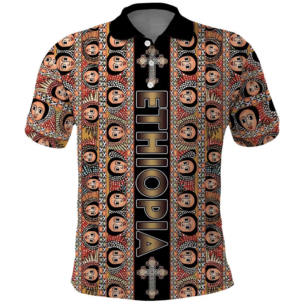 Personalized Ethiopia Polo Shirt Ethiopian Tewahedo Angel Orthodox Black Color