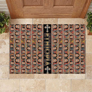 Ethiopia Rubber Doormat Ethiopian Tewahedo Angel Orthodox Black Color