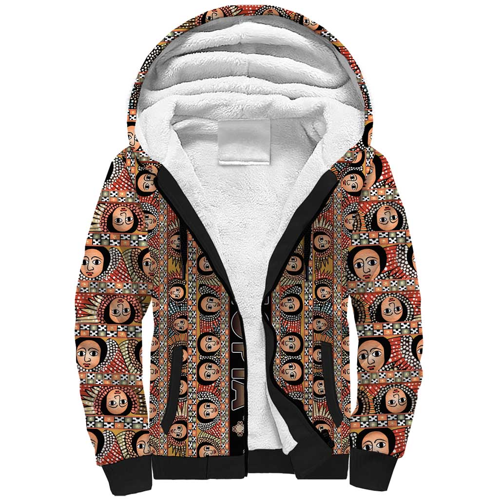 Personalized Ethiopia Sherpa Hoodie Ethiopian Tewahedo Angel Orthodox Black Color