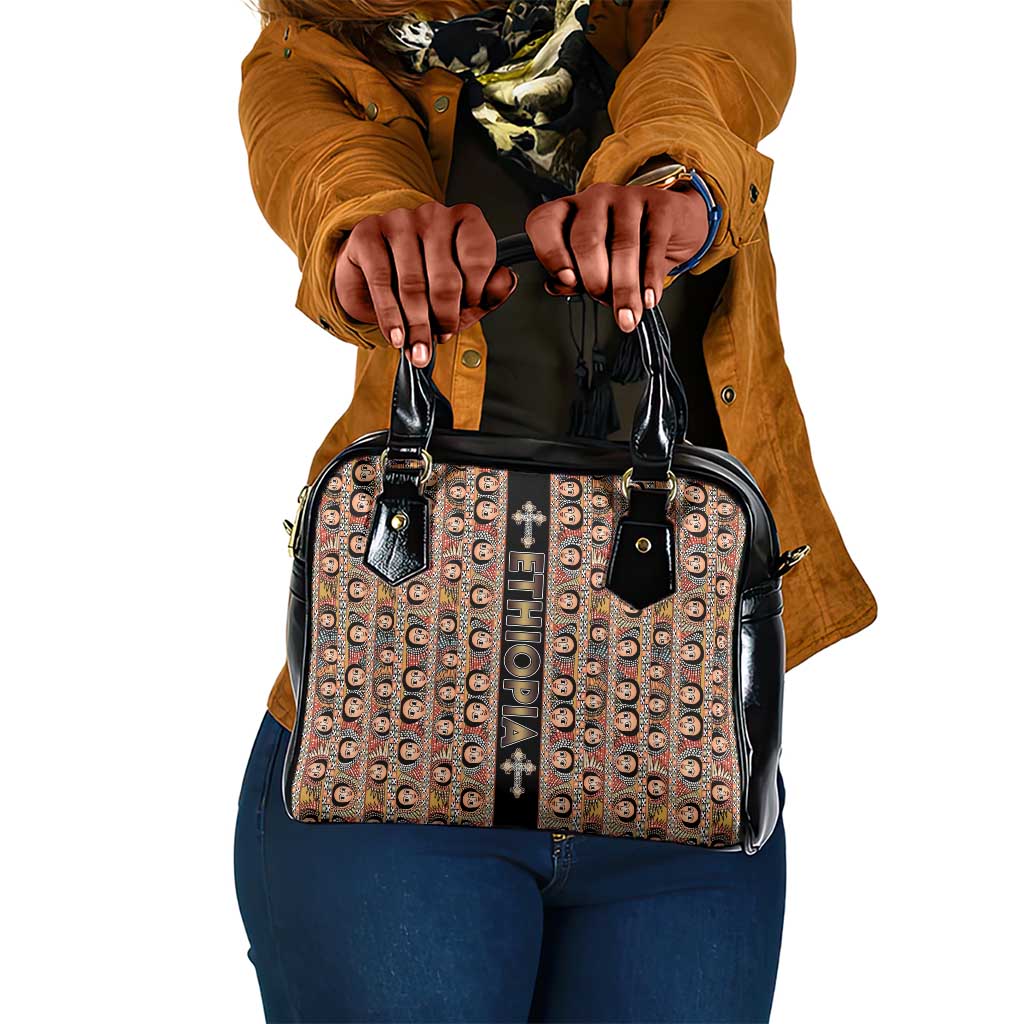 Ethiopia Shoulder Handbag Ethiopian Tewahedo Angel Orthodox Black Color