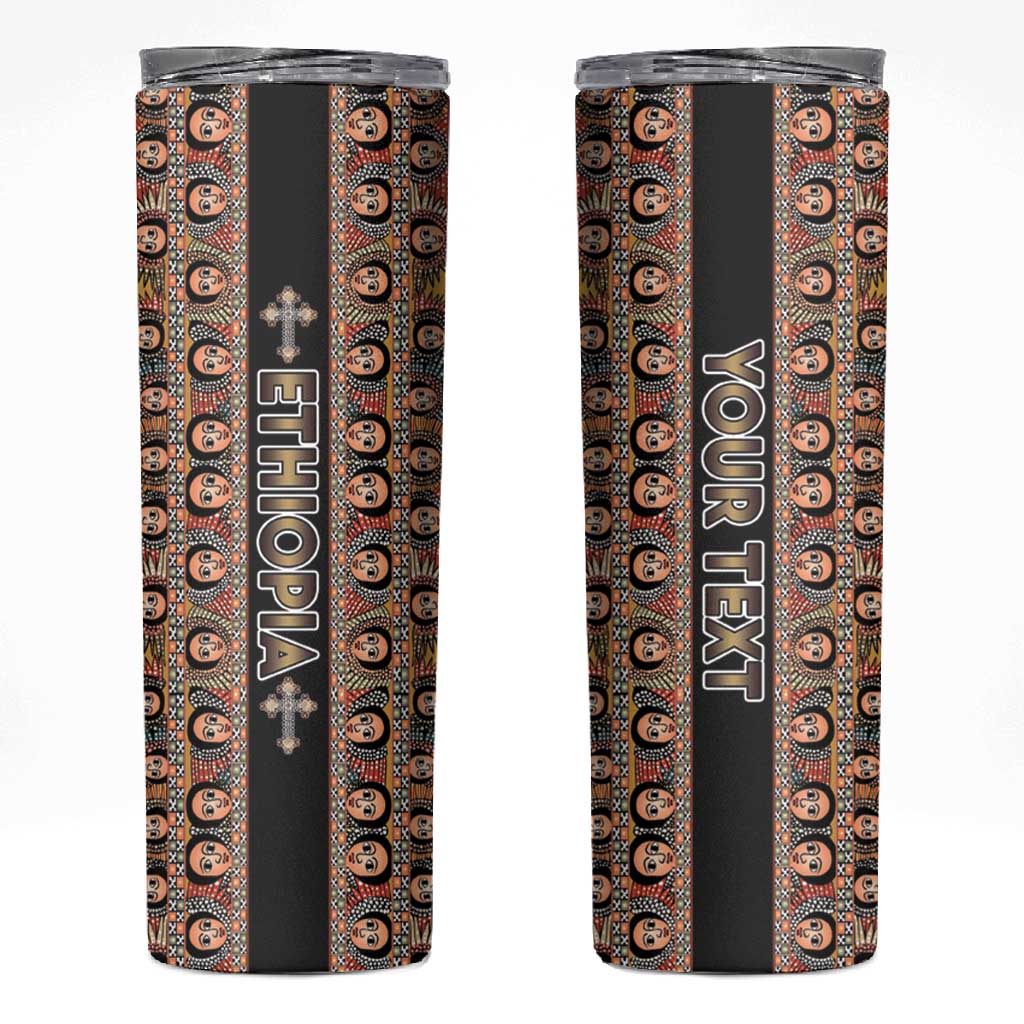 Personalized Ethiopia Skinny Tumbler Ethiopian Tewahedo Angel Orthodox Black Color