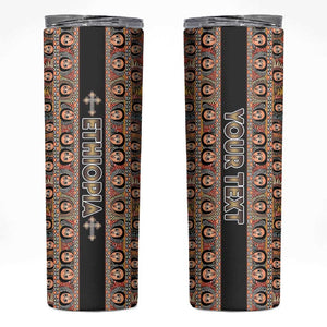 Personalized Ethiopia Skinny Tumbler Ethiopian Tewahedo Angel Orthodox Black Color