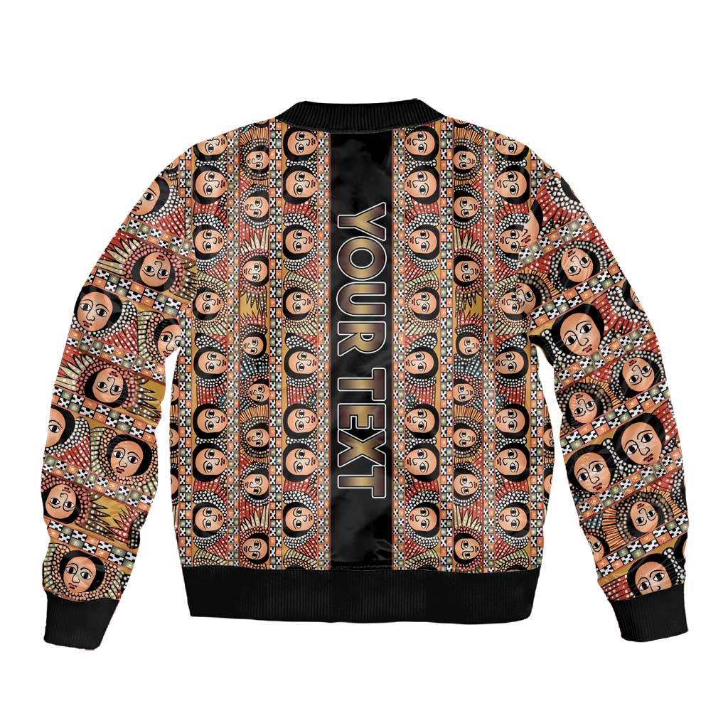 Personalized Ethiopia Sleeve Zip Bomber Jacket Ethiopian Tewahedo Angel Orthodox Black Color