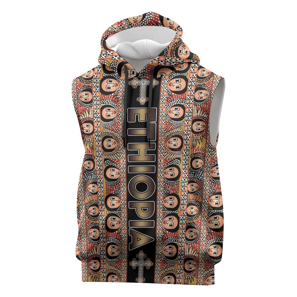 Personalized Ethiopia Sleeveless Hoodie Ethiopian Tewahedo Angel Orthodox Black Color - African Pride