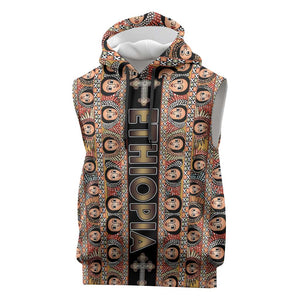 Personalized Ethiopia Sleeveless Hoodie Ethiopian Tewahedo Angel Orthodox Black Color - African Pride