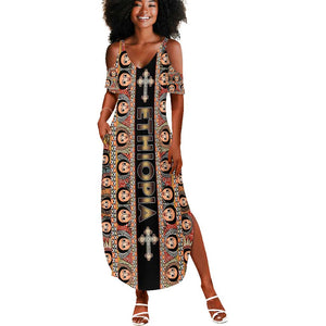 Personalized Ethiopia Summer Maxi Dress Ethiopian Tewahedo Angel Orthodox Black Color