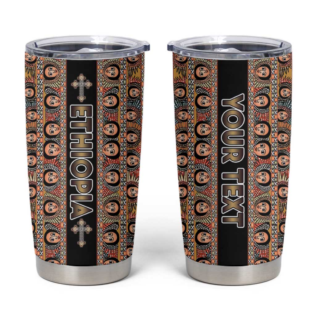 Personalized Ethiopia Tumbler Cup Ethiopian Tewahedo Angel Orthodox Black Color