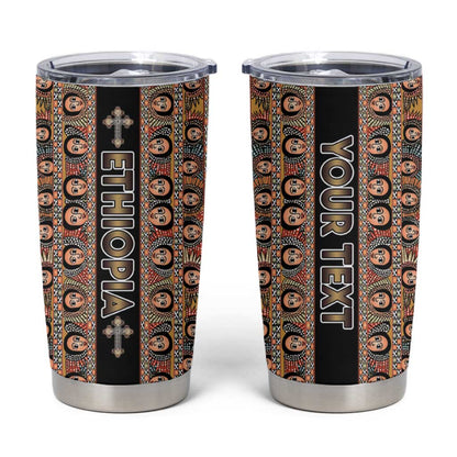 Personalized Ethiopia Tumbler Cup Ethiopian Tewahedo Angel Orthodox Black Color