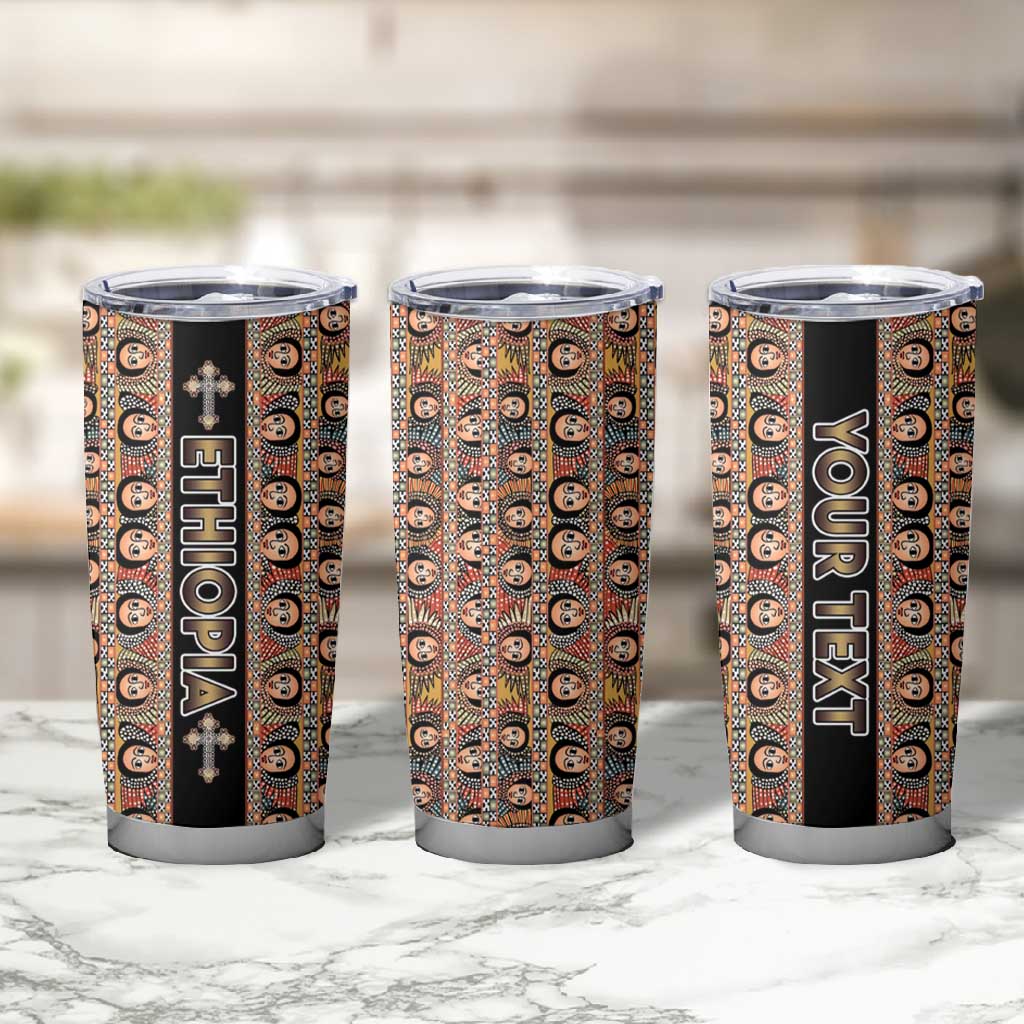Personalized Ethiopia Tumbler Cup Ethiopian Tewahedo Angel Orthodox Black Color