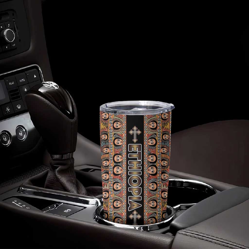 Personalized Ethiopia Tumbler Cup Ethiopian Tewahedo Angel Orthodox Black Color