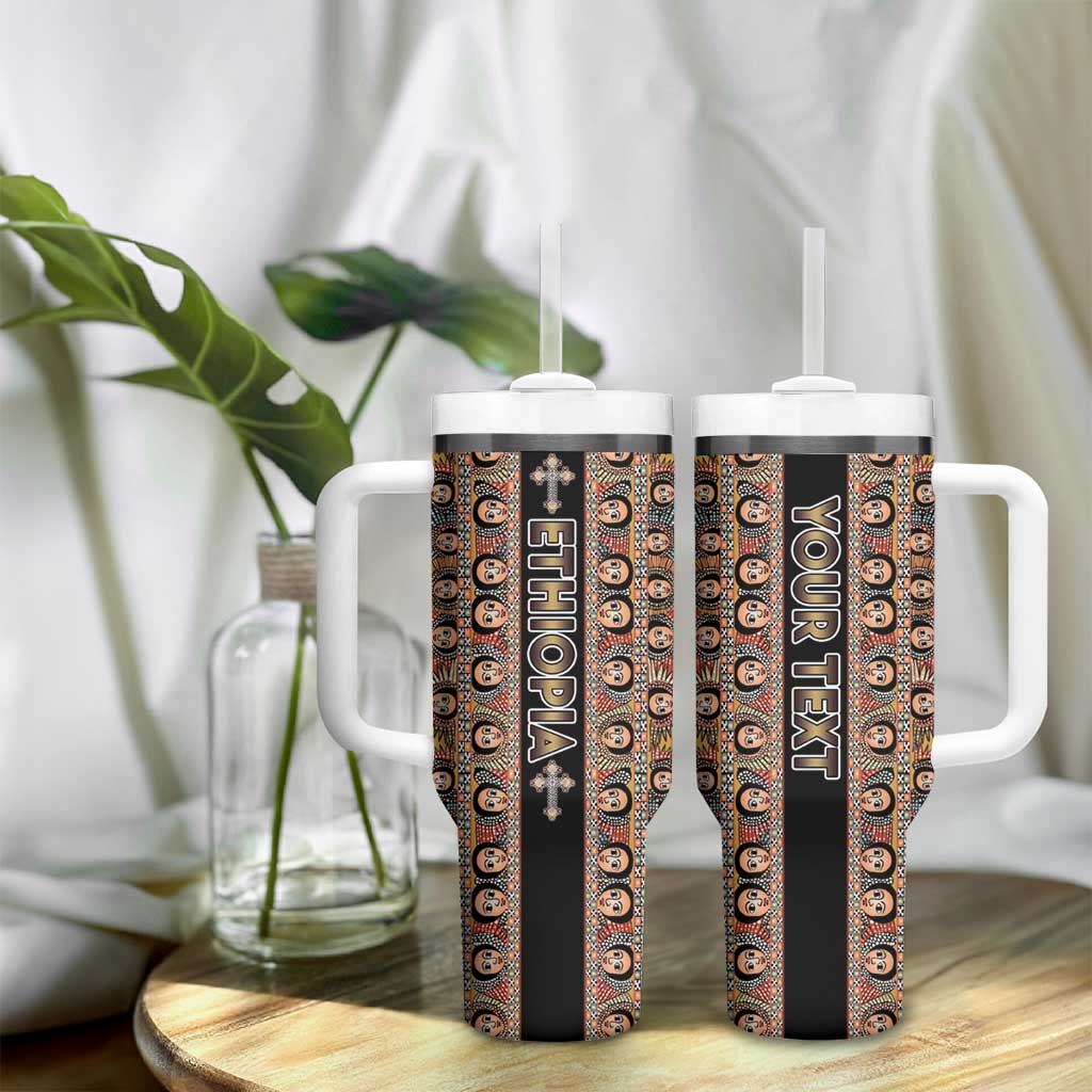 Personalized Ethiopia Tumbler With Handle Ethiopian Tewahedo Angel Orthodox Black Color