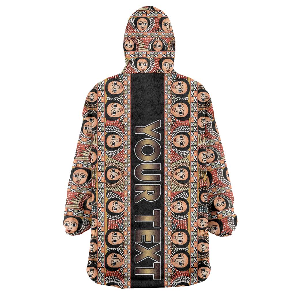 Personalized Ethiopia Wearable Blanket Hoodie Ethiopian Tewahedo Angel Orthodox Black Color
