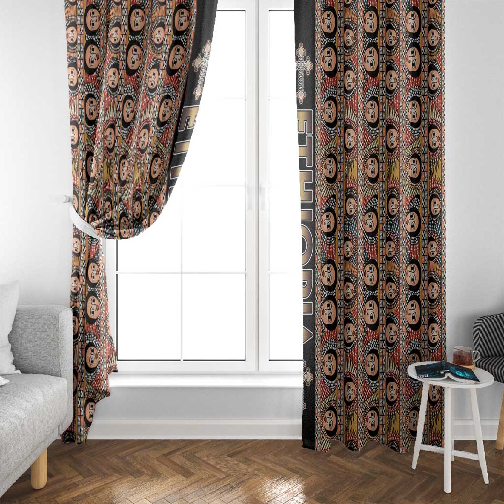Ethiopia Window Curtain Ethiopian Tewahedo Angel Orthodox Black Color