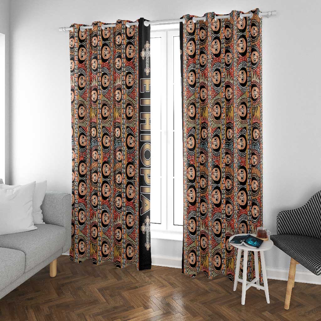 Ethiopia Window Curtain Ethiopian Tewahedo Angel Orthodox Black Color