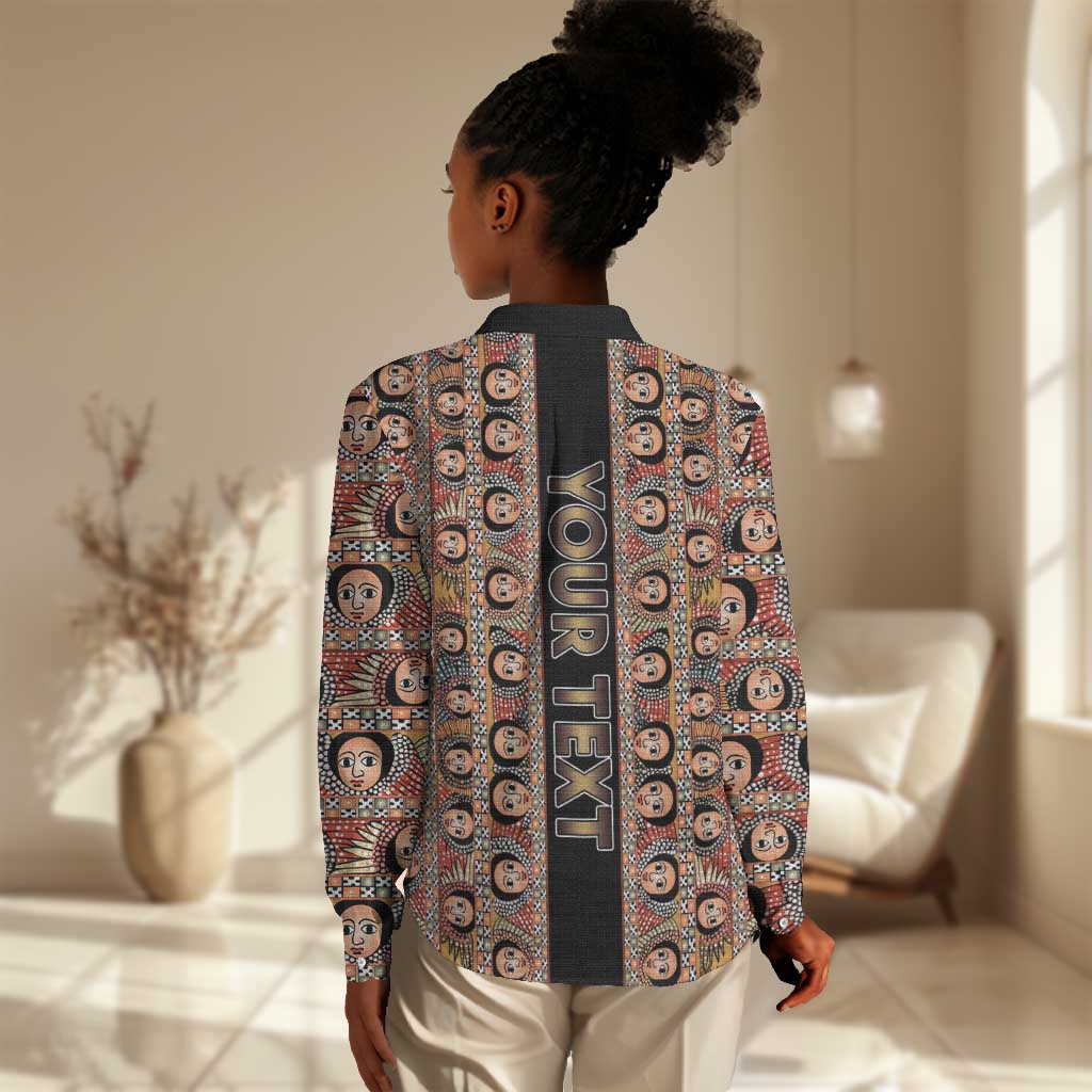 Personalized Ethiopia Women Casual Shirt Ethiopian Tewahedo Angel Orthodox Black Color