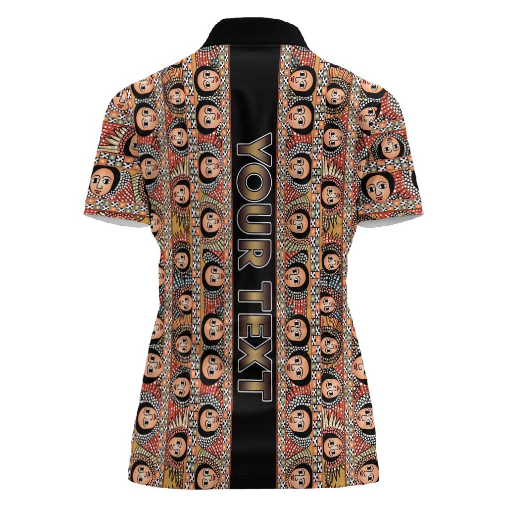 Personalized Ethiopia Women Polo Shirt Ethiopian Tewahedo Angel Orthodox Black Color