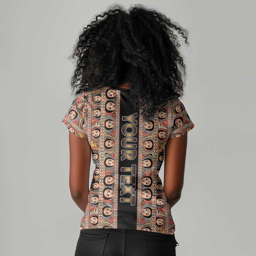 Personalized Ethiopia Women V-Neck T-Shirt Ethiopian Tewahedo Angel Orthodox Black Color