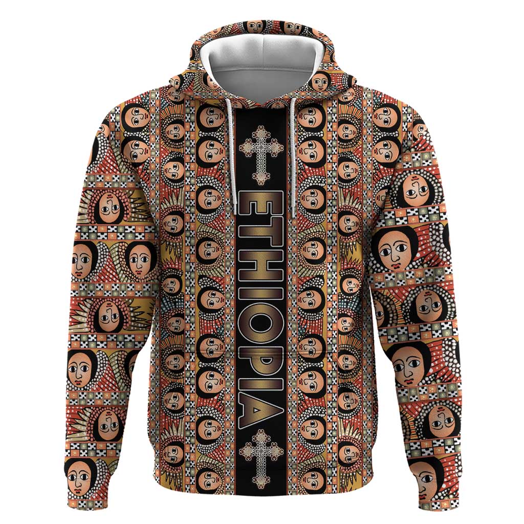 Personalized Ethiopia Zip Hoodie Ethiopian Tewahedo Angel Orthodox Black Color